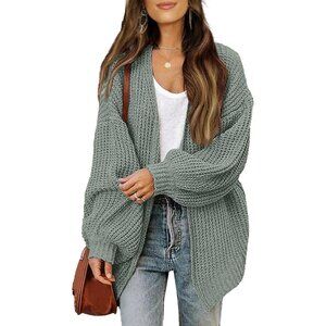 Women's X-Large Waffle Knit Cardigan: Cozy Open Front Layer for Fall & Winter